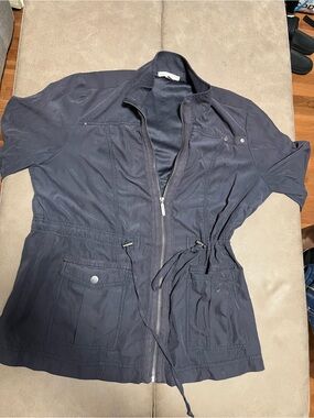 Westport Women’s Navy Drawstring Waist Zip-Front Jacket large
